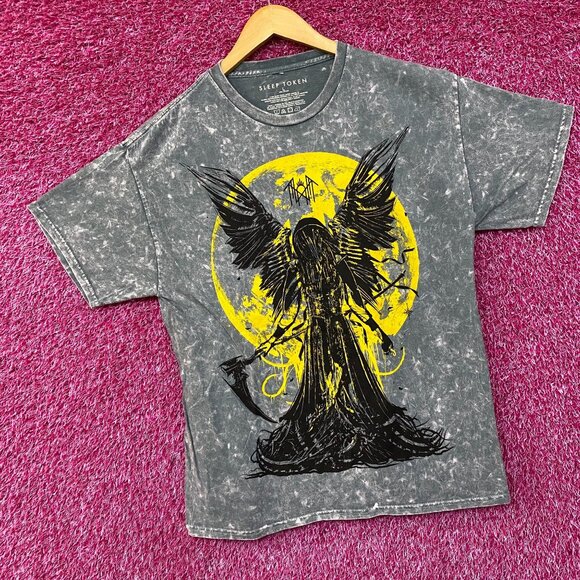 Sleep Token Take Me Back to Eden Reaper Angel Rock Band Mineral Wash T-Shirt Lar - Picture 3 of 4